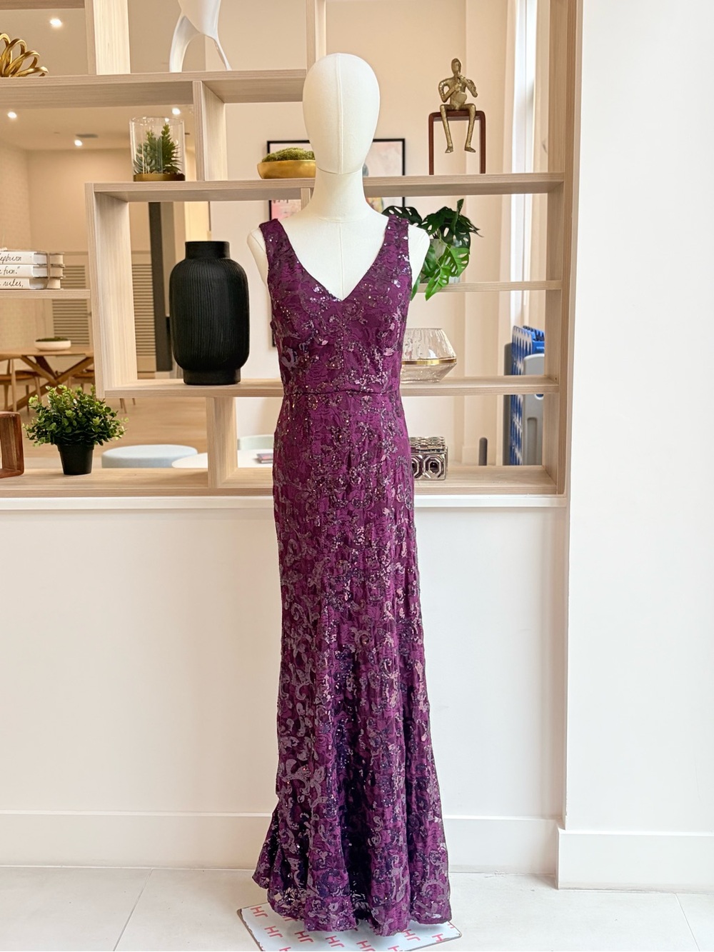 City Triangles Plum Lace Maxi Dress